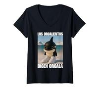 Donna Los Orcaleritos Dicen Orcala - Meme Brainrot Italiano Maglietta con Collo a V