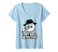 Donna Lost Ball Detective - Pallina da Golf Divertente da Golf Maglietta con Collo a V