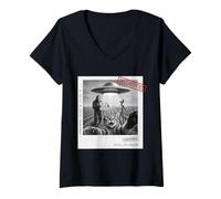 Donna Lost Cat Funny Selfie UFO Alien Bigfoot Uomini Donne Bambini Maglietta con Collo a V
