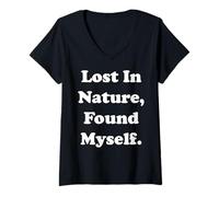 Donna Lost In Nature, Found Myself Maglietta con Collo a V