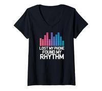 Donna LOST MY PHONE FOUND MY RHYTHM Maglietta con Collo a V