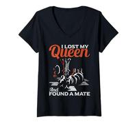 Donna Lost My Queen ha Trovato Un Compagno di Scacchi Maglietta con Collo a V