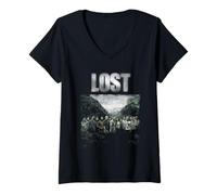 Donna Lost Vintage Distressed Season 2 Cast Photo TV Show Maglietta con Collo a V
