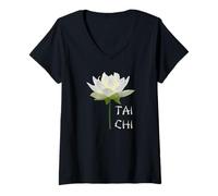 Donna Lotus Tai Chi T-Shirt per istruttori e praticanti Maglietta con Collo a V