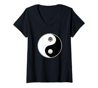 Donna Lotus Tao Ying Yang Tai Chi Arti Marziali Maglietta con Collo a V