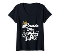 Donna Louis The Birthday King Happy Birthday Shirt Uomini Ragazzi Adolescenti Maglietta con Collo a V