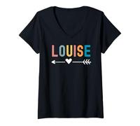 Donna Louise Retro Color Love Cute Abbinata ai Migliori Amici Maglietta con Collo a V