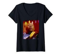 Donna Louisiana Blues Chitarrista Tabby Thomas Michael Grecco Maglietta con Collo a V