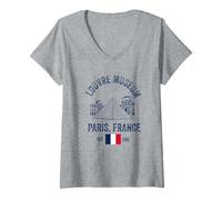 Donna Louvre Museum Paris Flag Souvenir Uomini Donne Ragazze Ragazzi Maglietta con Collo a V