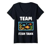 Donna Love animals aquarium simple fish farmer team Fish tank Maglietta con Collo a V