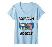 Donna Love animals simple fish farmer Addict aquarium Maglietta con Collo a V