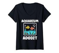 Donna Love animals simple fish farmer Addict aquarium Maglietta con Collo a V