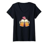 Donna Love & Beer Love & Birra Dress Maglietta con Collo a V