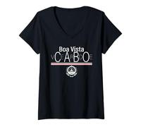 Donna Love Boa Vista Cabo Capo Verde Con Emblema Capo Verde Maglietta con Collo a V