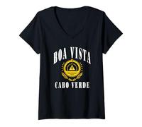 Donna Love Boa Vista Cabo Capo Verde Con Emblema Capo Verde Maglietta con Collo a V