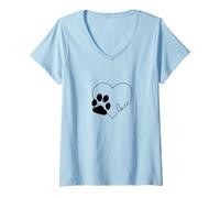 Donna Love Dogs Cute Design Maglietta con Collo a V