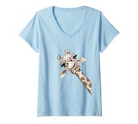 Donna Love Giraffes - Camicia da donna con giraffe, per bambine e bambine Maglietta con Collo a V