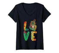 Donna Love Greyhound Dog Sunflower Tie Dye Funny Puppy Lover Maglietta con Collo a V