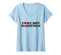 Donna Love Handyman Divertente Carino Sexy Mr Handy Man Riparazione Fix It Fan Maglietta con Collo a V