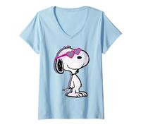 Donna Love Hearts Snoopy Joe Cool Valentine - Divertente Glitch retrò Maglietta con Collo a V