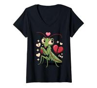 Donna Love Hurts Mantis Praying Mantis Bug Insect Pun Maglietta con Collo a V