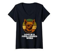 Donna Love Is Four Legged Word Chihuahua Dog Lover Puppy Puppy Pup Owner Maglietta con Collo a V