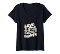 Donna Love Is Staying Together After Parking the Camper ---- Maglietta con Collo a V