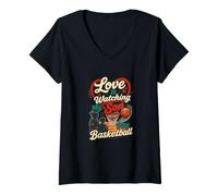 Donna Love Is Watching My Son Play Canestro da Basket Maglietta con Collo a V