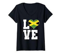 Donna Love Jamaica Design Yardie Giamaicano Rasta Reggae Lover Maglietta con Collo a V