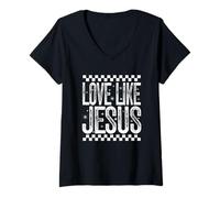 Donna Love Like Jesus Retro Christian Girl Religioso Regalo Ministro Maglietta con Collo a V