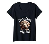 Donna Love Looks Like This Golden Doodle Dog Lover Uomini Donne Bambini Maglietta con Collo a V