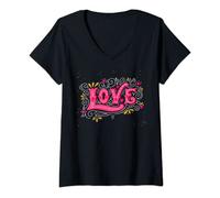 Donna Love Maglietta grafica a maniche corte - I Love You Magliette, Love Maglietta con Collo a V