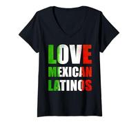 Donna Love Mexican Latinos Maglietta con Collo a V