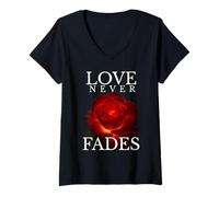 Donna Love-Never Fades Inspirational Citazione Romantica Maglietta con Collo a V