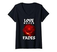 Donna Love-Never Fades Inspirational Citazione Romantica Maglietta con Collo a V
