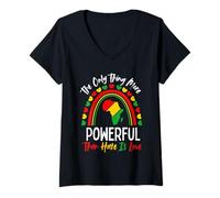 Donna Love Powerful Than Hate Rainbow Black History Month Maglietta con Collo a V