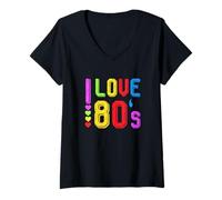 Donna Love The 80's Heart Vintage Anni Ottanta Costume Festa Donne Uomini Maglietta con Collo a V