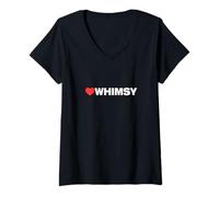 Donna LOVE WHIMSY, estetica minimalista, come un cuore stravagante Maglietta con Collo a V