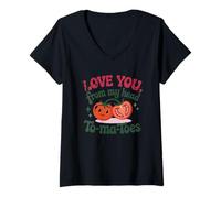 Donna Love You From My Head To-Ma-Toes Pomodoro Pun Maglietta con Collo a V