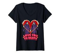 Donna Love You to Death Valentine Sarcastic Funny Adult Humor Maglietta con Collo a V