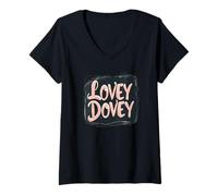 Donna Lovey Dovey Discorso per cuori pieni di amore Maglietta con Collo a V