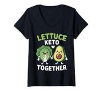 Donna Low Carb Keto Lattuga Cheto Insieme Maglietta con Collo a V