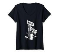 Donna Lower East Side Vibes: celebra il fascino spigoloso di Manhattan Maglietta con Collo a V