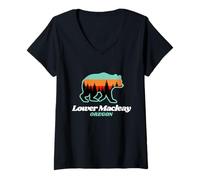 Donna Lower Macleay Oregon - Orso estivo da pesca Maglietta con Collo a V