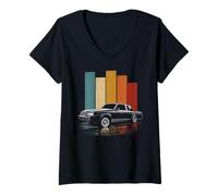 Donna Lowrider Auto Messicana Chicano Cholo Oldies Vida Chingon Retro Maglietta con Collo a V