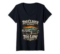Donna Lowrider Auto To Classy To Race Too Low To Hate Maglietta con Collo a V