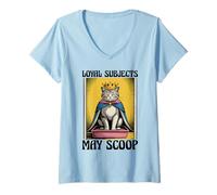 Donna Loyal Subjects May Scoop - Lettiera divertente per gli amanti dei gatti Maglietta con Collo a V