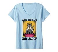 Donna Loyal Subjects May Scoop - Lettiera divertente per gli amanti dei gatti Maglietta con Collo a V
