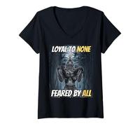 Donna Loyal To Nessuno Feared By all Cool Funny Alpha Wolf Meme Maglietta con Collo a V