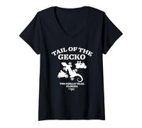 Donna L'Ozello Trail Florida Tail of The Gecko Design Maglietta con Collo a V